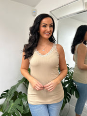 Stone Lace Ribbed Vest Top Libby