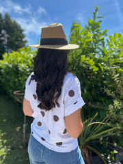 White Polka Dot Tie Front Blouse Tiana