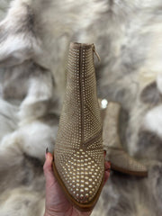 Mocha Stud Embellished Ankle Boots