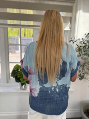 Light Blue Brushed Floral Print Top Alexis