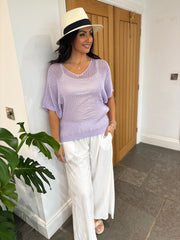 Lilac Short Sleeve Loose Knit Kirsty