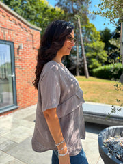 Mocha Linen Button Top Taylor