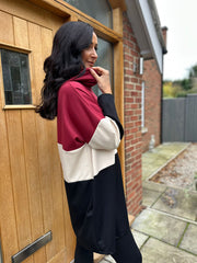 Wine Block Stripe Sweat Dress Eva