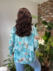 Aqua Floral Top Anais