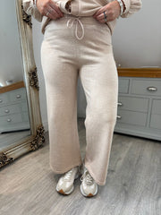 Light Camel Drawstring Short Knitted Trousers Georgina