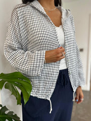 White Bubble Cotton Checked Jacket Niamh