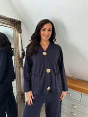Navy Knitted Top and Trouser Set Evie