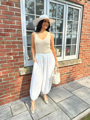 White Cuffed Ashley Trousers