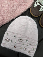 Pink Gem Detail Beanie Hat