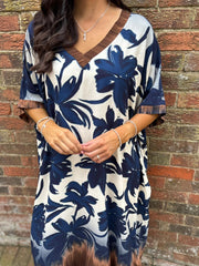 Navy Ombre Floral Dress Stephanie
