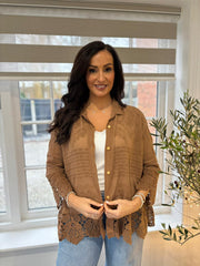 Toffee Crochet Detail Shirt Jacket Jenny