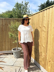 Chocolate Wide Leg Trousers Margot