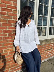 White Textured Bardot Top Maiya