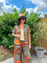 Khaki Tropical Print Shirt Maya