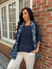 Navy Cotton Reverse Seam Knit Jo
