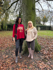 Red Tree of Life Ribbed Sweatshirt Brooke