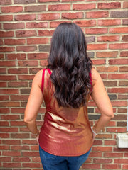 Red Ribbed Shimmer Vest Juniper
