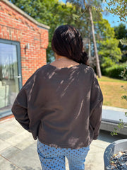 Chocolate Button Front Jacket Helen