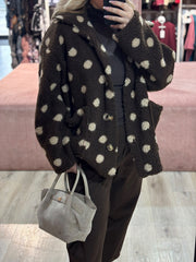Chocolate Polka Dot Fleece Jacket Kiera