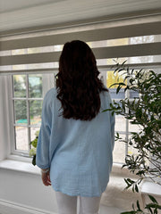 Blue Bubble Cotton Rose Top Katie