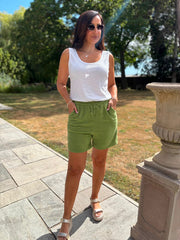 Olive Towelling Shorts Natasha