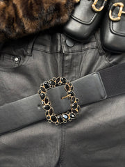 Black Drop Gem Buckle Belt