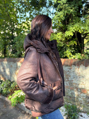 Chocolate Premium Faux Leather Puffer Coat Olympia