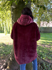 Wine Luxury Faux Fur Hooded Coat Aspen