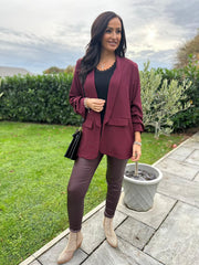 Wine Pinstripe Take You Anywhere Jacket