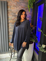 Navy Embellished Velour Tunic Sia