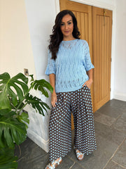 Chocolate Polka Dot Wide Leg Trousers Misty