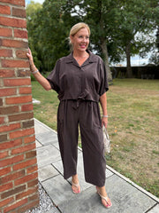 Chocolate Soft Cord Tie Detail Shirt Morgan