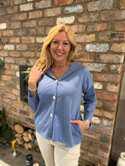 Denim Hooded Button Shacket Mabel