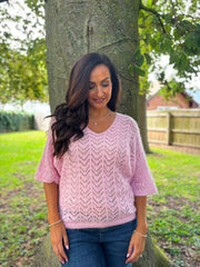 Pink Soft Chevron Knit Ensley