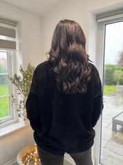 Black Chenille Brushstroke Sweatshirt Donna