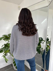 Grey Roll Neck Shimmer Knit Susan