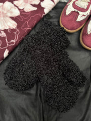 Black Fluffy Mittens