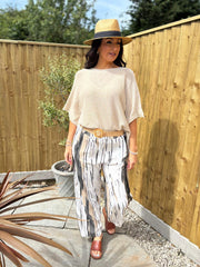 Black Brushed Stripe Trousers Sadie