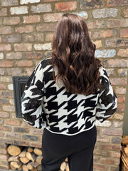 Winter White Dogtooth High Neck Knit Lainey