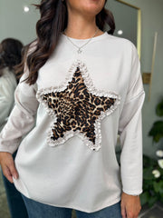 Stone Leopard Star Sweat Top Clarice