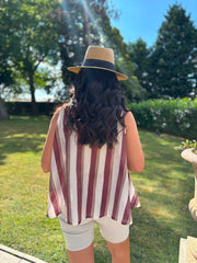 Wine Striped Sleeveless Blouse Lola