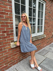 Navy Gingham Sun Dress Lauren