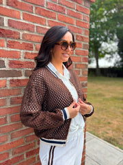 Chocolate Net Crochet Jacket Florence