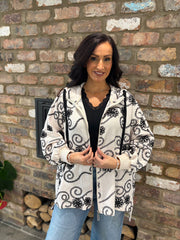 Stone Luxury Floral Embroidered Hooded Jacket Florence