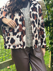 Chocolate Leopard Quilted Coat Adele