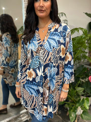 Navy Speckled Floral Tunic Gloria