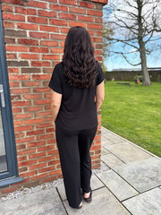 Black Ribbed Drape Tie Co-ord Daniella
