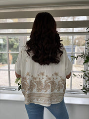 White Embroidered Trim Shirt Rhodes