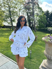 White Paisley Bubble Cotton Skort Set Isobel