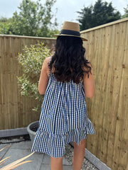 Navy Gingham Sun Dress Lauren